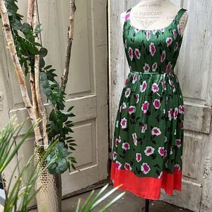 ANTHROPOLOGIE Green Floral Dress   Size XS
